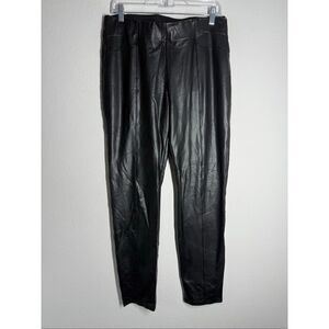 NWOT Comma, Women’s Faux Leather Elastic Waist Pull Up Black Pants Size 12